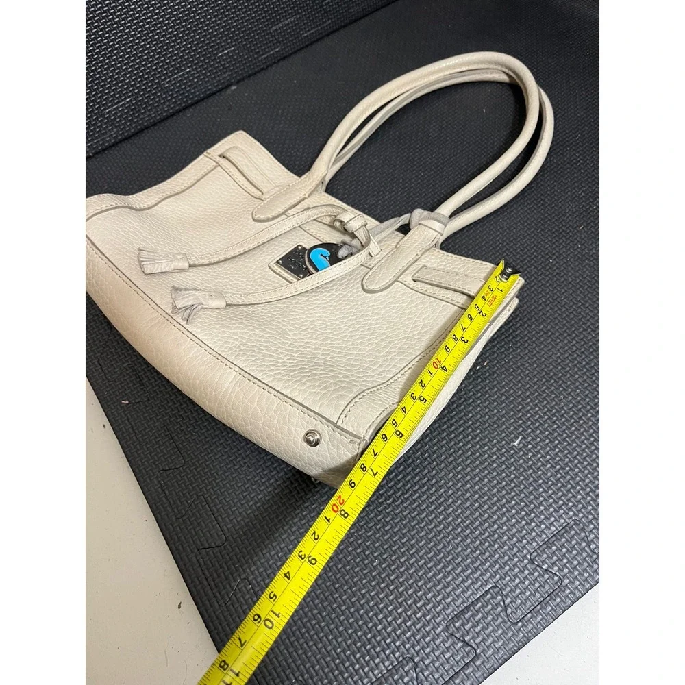 DOONEY & BOURKE East West Tassel OFF WHITE IVORY Pebble Leather Tote Satchel Bag